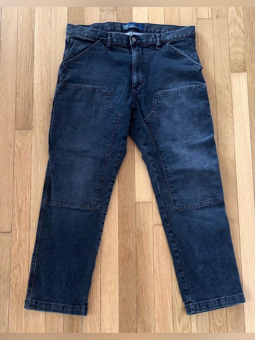 Gap Double Knee Carpenter Jeans 34x30 Faded Black Straight Leg Workwear